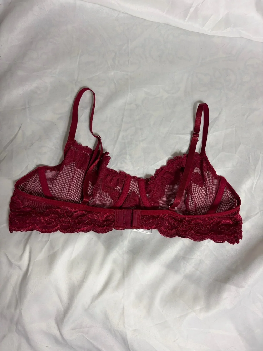 Avidlove red lace mesh sheer underwire bra size XL